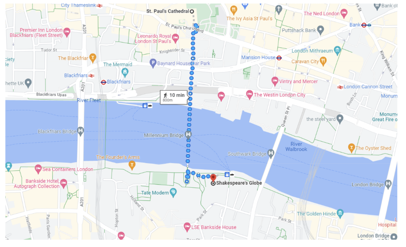 St. Paul’s Cathedral to Shakespeare’s Globe in London walking