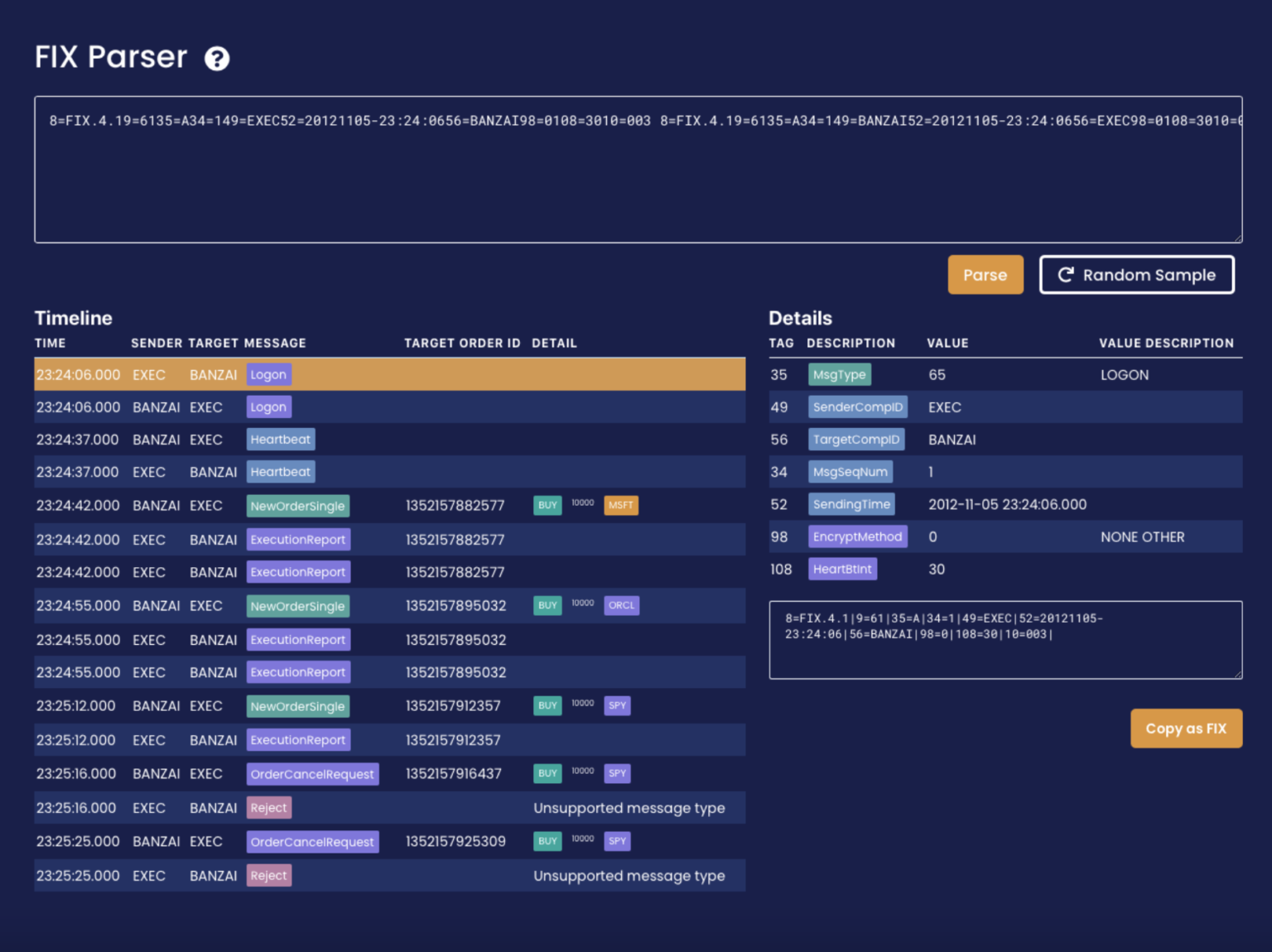 FIX parser